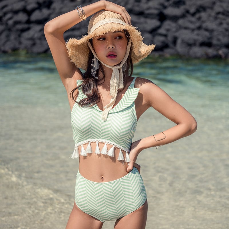  水着 プール 海 シンプル 韓国ファッション スポーティ 青