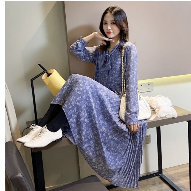ワンピース 花柄 花柄ワンピース レディース シフォン フリルネック