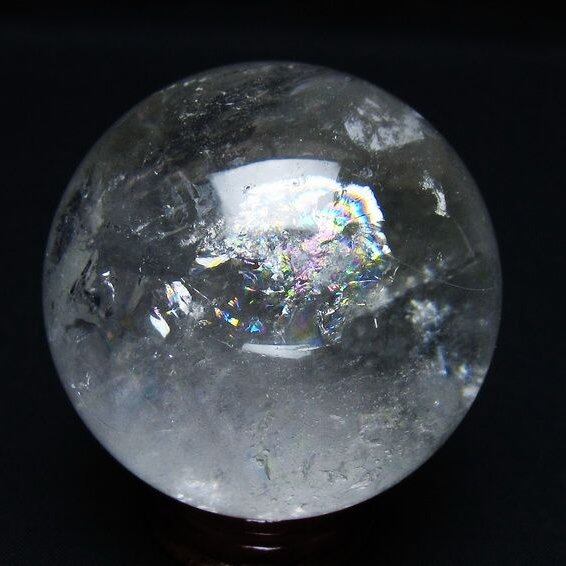 水晶 丸玉 虹入り 61mm スフィア 置物 水晶玉 一点物 151-8743