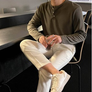 ヘンリーネックボタンロングTシャツ　MT0080062