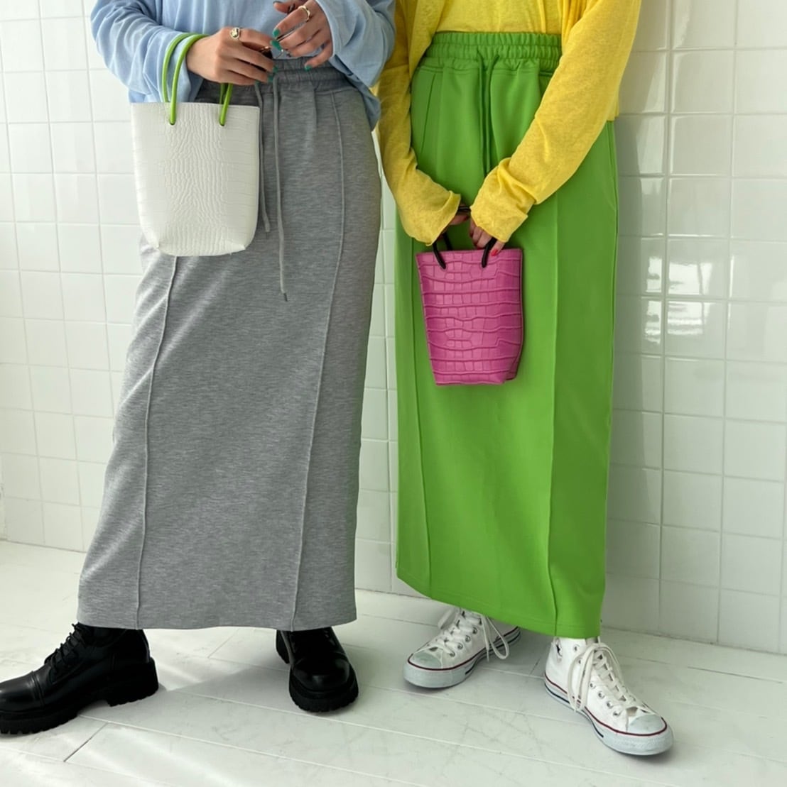 fluorescence jersey back zipper skirt_LN0961