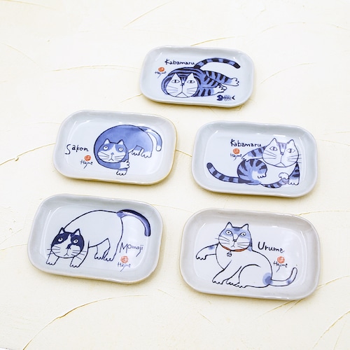 猫皿(やんちゃ猫長角皿揃)5枚組