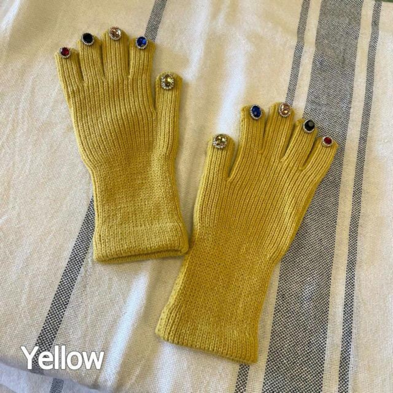 TOPANGA Accessory Jewel Nail Touchscreen Knit Glove (2 colors) Yellow and Red Gift