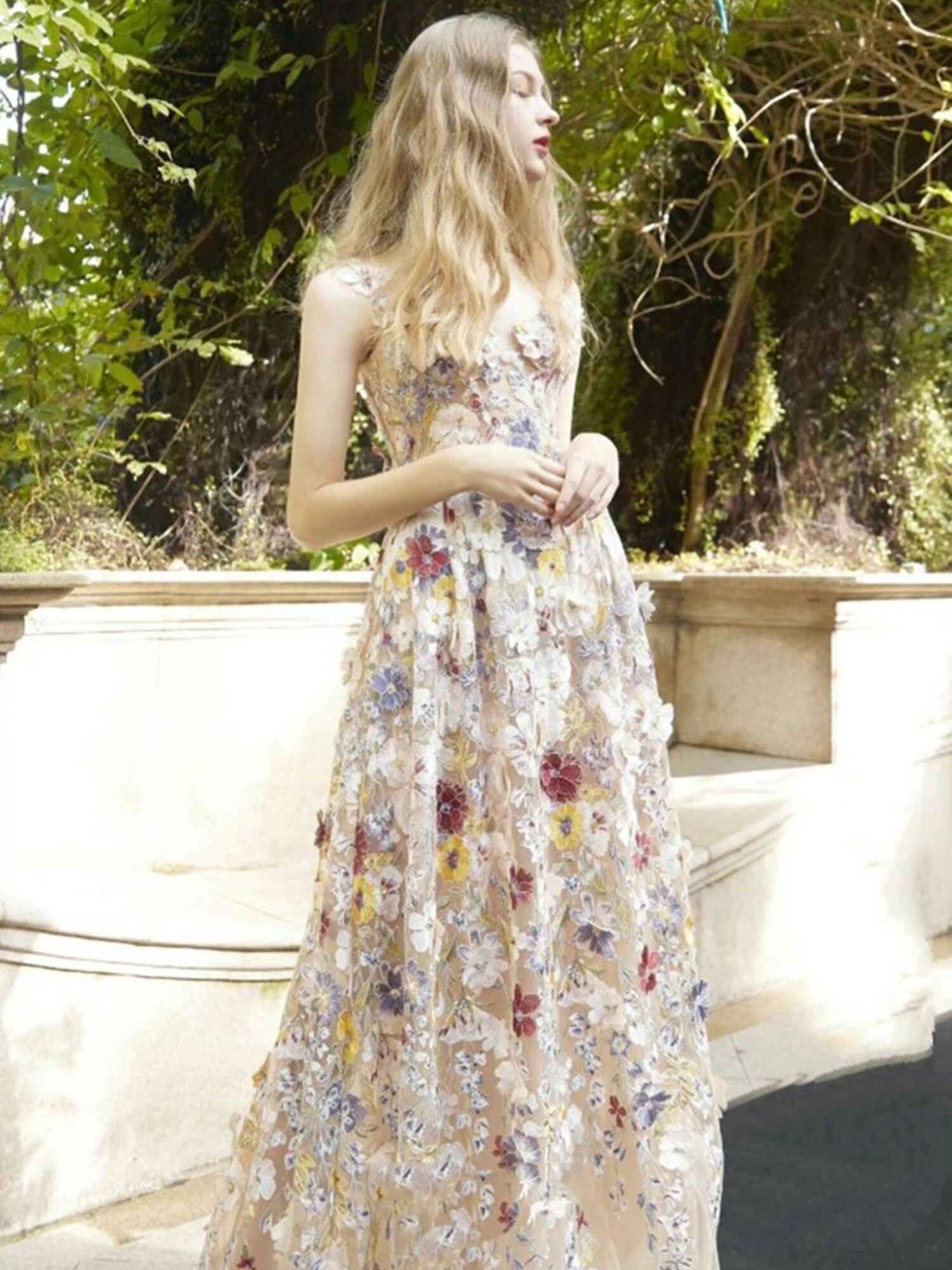 GIRL ベルト付きカシュクール風レース切替フレア結婚式パーティードレス GIRL ベルト付きカシュクール風レース切替フレア結婚式