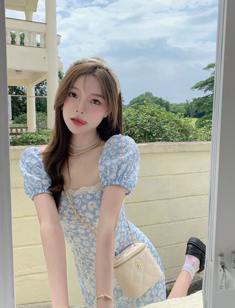 フローラルドレス サマーショートスカート ウェストスリム 大人ガーリー スウィート キュート カジュアル 夏物 花柄 ブラックストロベリース97087231233