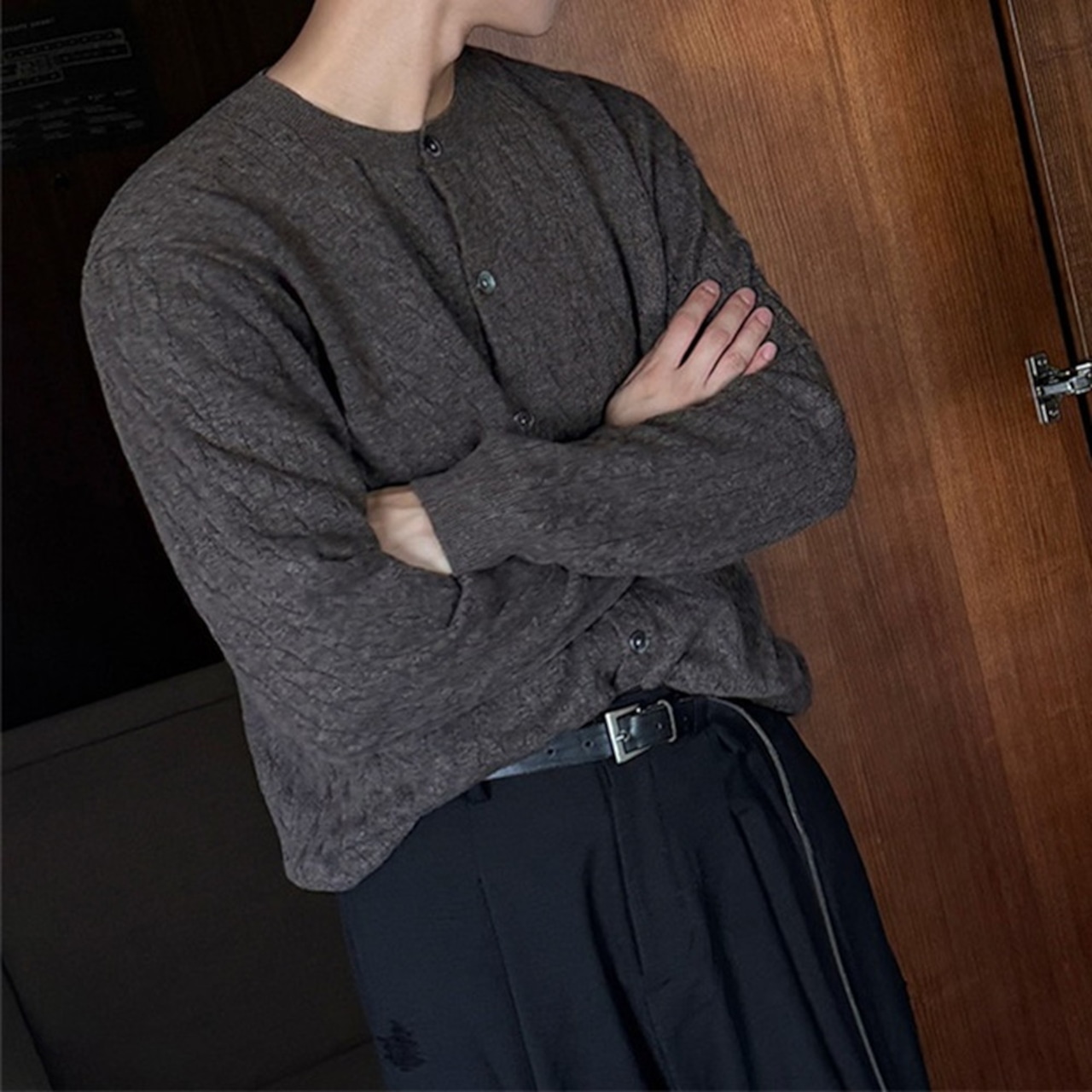 ベーシックシンプルケーブルニットカーディガン　997