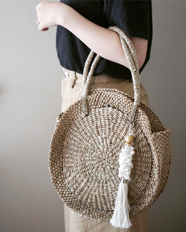  Macrame bag charm L : white × white