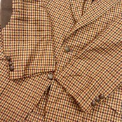 Stanley Blacker スタンリーブラッカー Alexanders OF SCOTLAND エルボーパッチ 千鳥柄 ウール 2B テーラードジャケット100-90-180/ベージュ系 メンズ