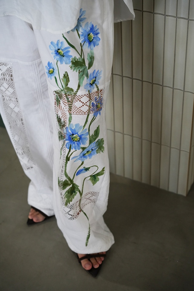 vintage lace pants blue chamomile