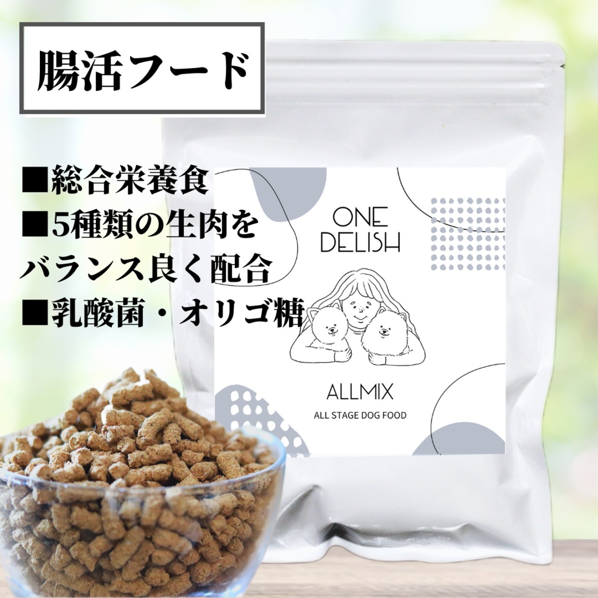 お試しサイズ ONEDELISH ALLMIX 100g / ドッグフード 国産 無添加 腸活