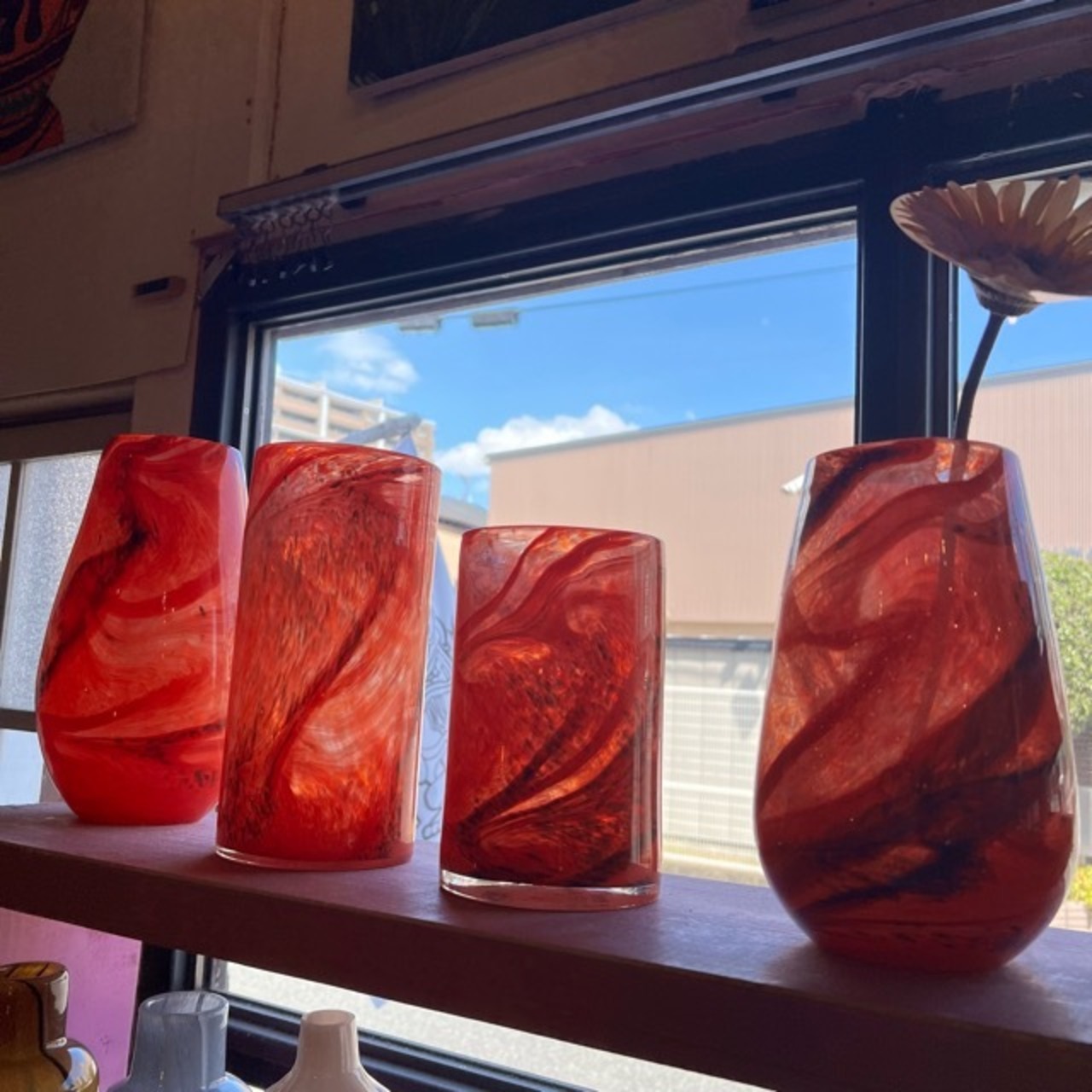 GLASS VASE　CIELO ORANGE　L　フラワーベース　　生花　ドライフラワー　花瓶　花　