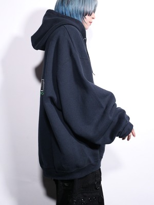 "刺繍" back design over silhouette zip-up hoodie
