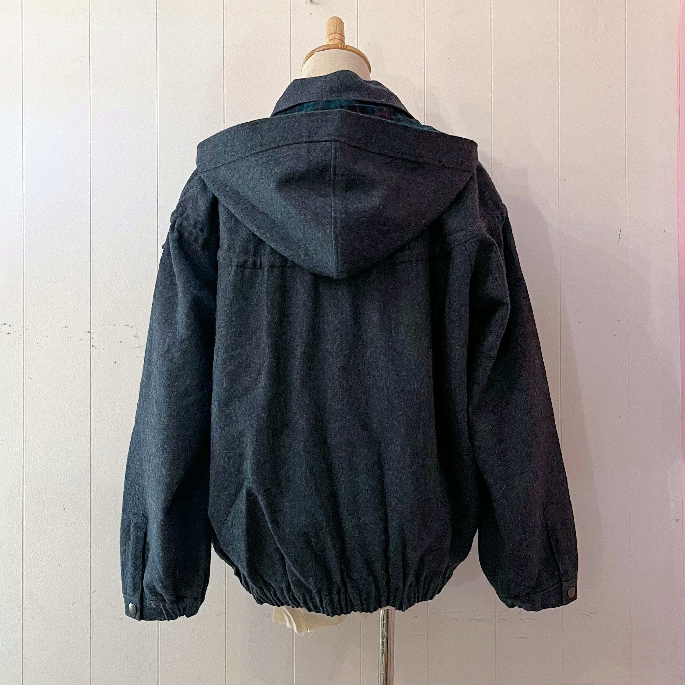 green check hoodie blouson