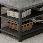 コーヒーテーブル 長方形 収納付き 大理石調 インダストリアル モダン リビング ローテーブル 二段 スチール脚 北欧 おしゃれ