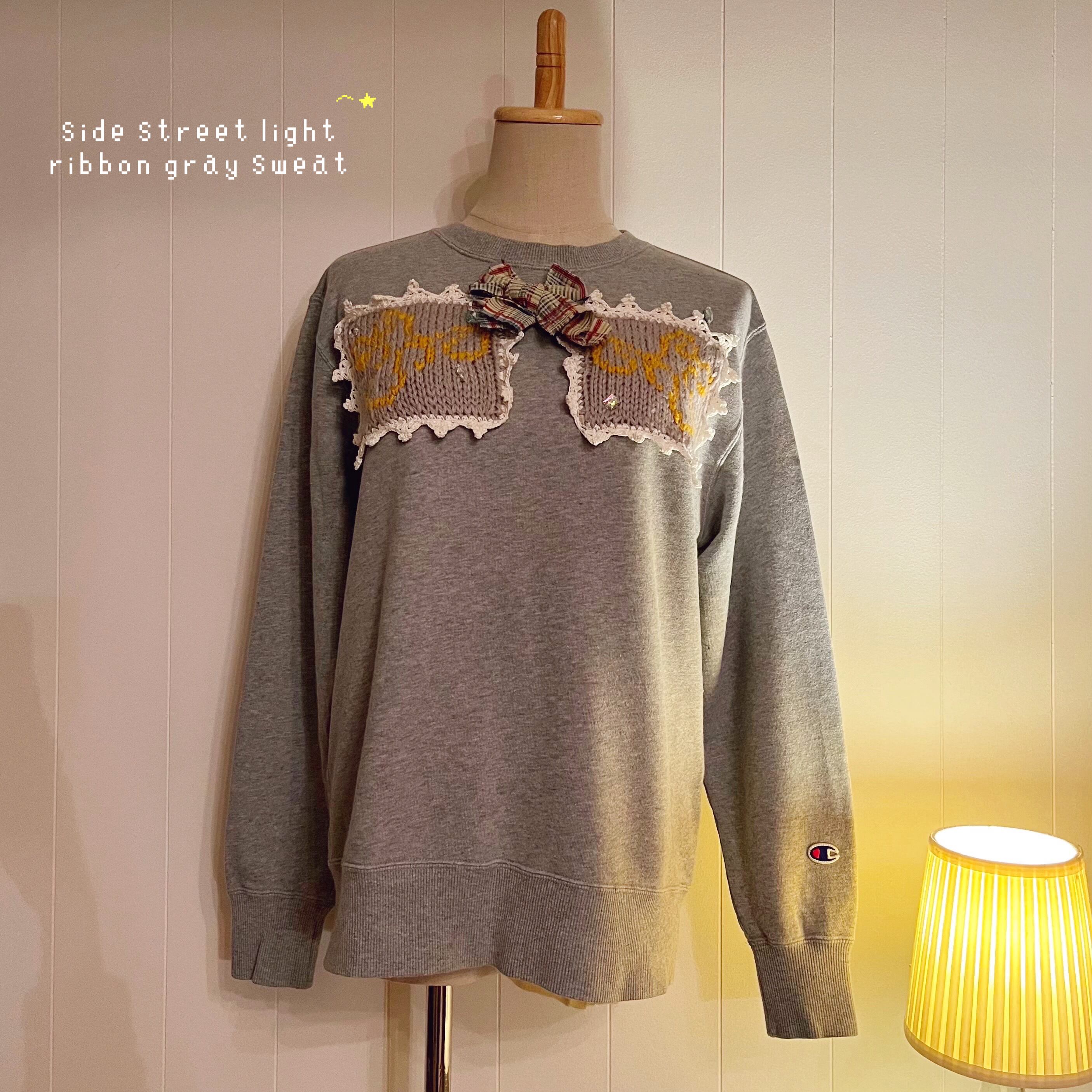 remake / side street light ribbon gray sweat