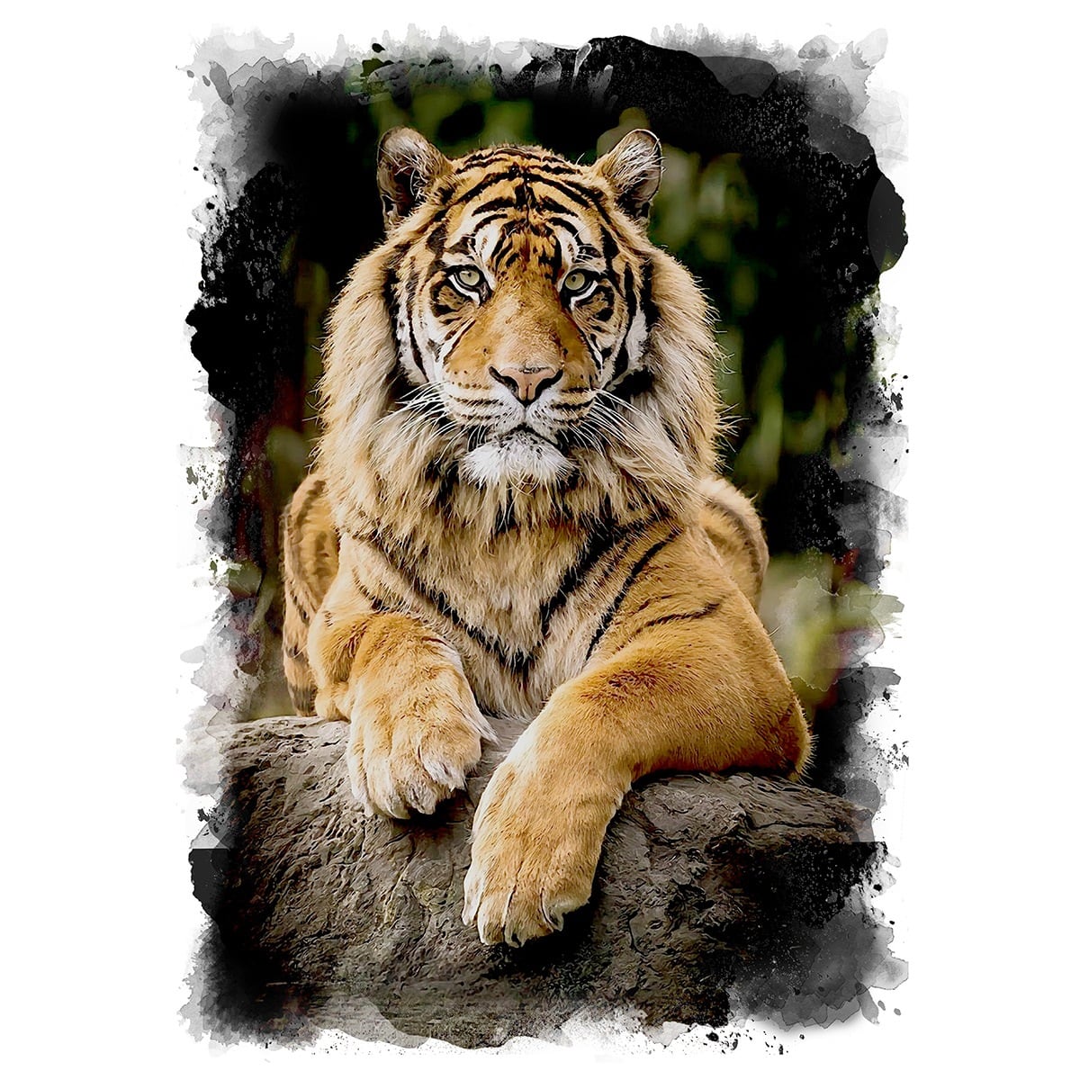 絵画 動物 虎の絵 インテリアアート額付き 水彩画・油絵調 WAT0365 