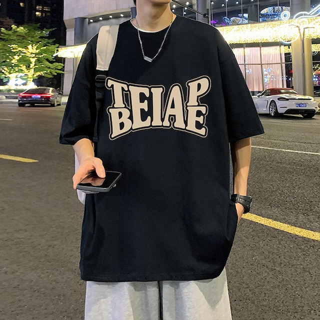 【FIZZEシリーズ】★Tシャツ★ 6color トップス 半袖 男女兼用 メンズ 大きいサイズ コットン アルファベット 黒 白 赤 灰 黄