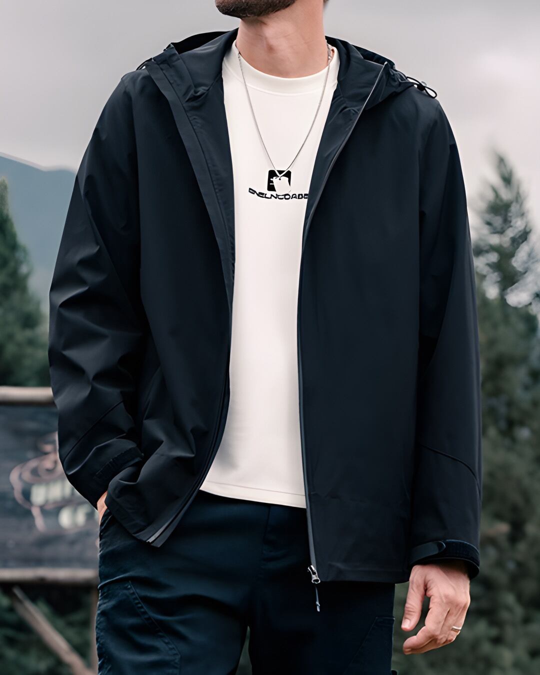 防風 フード付アウトドアジャケット 4色 E0104