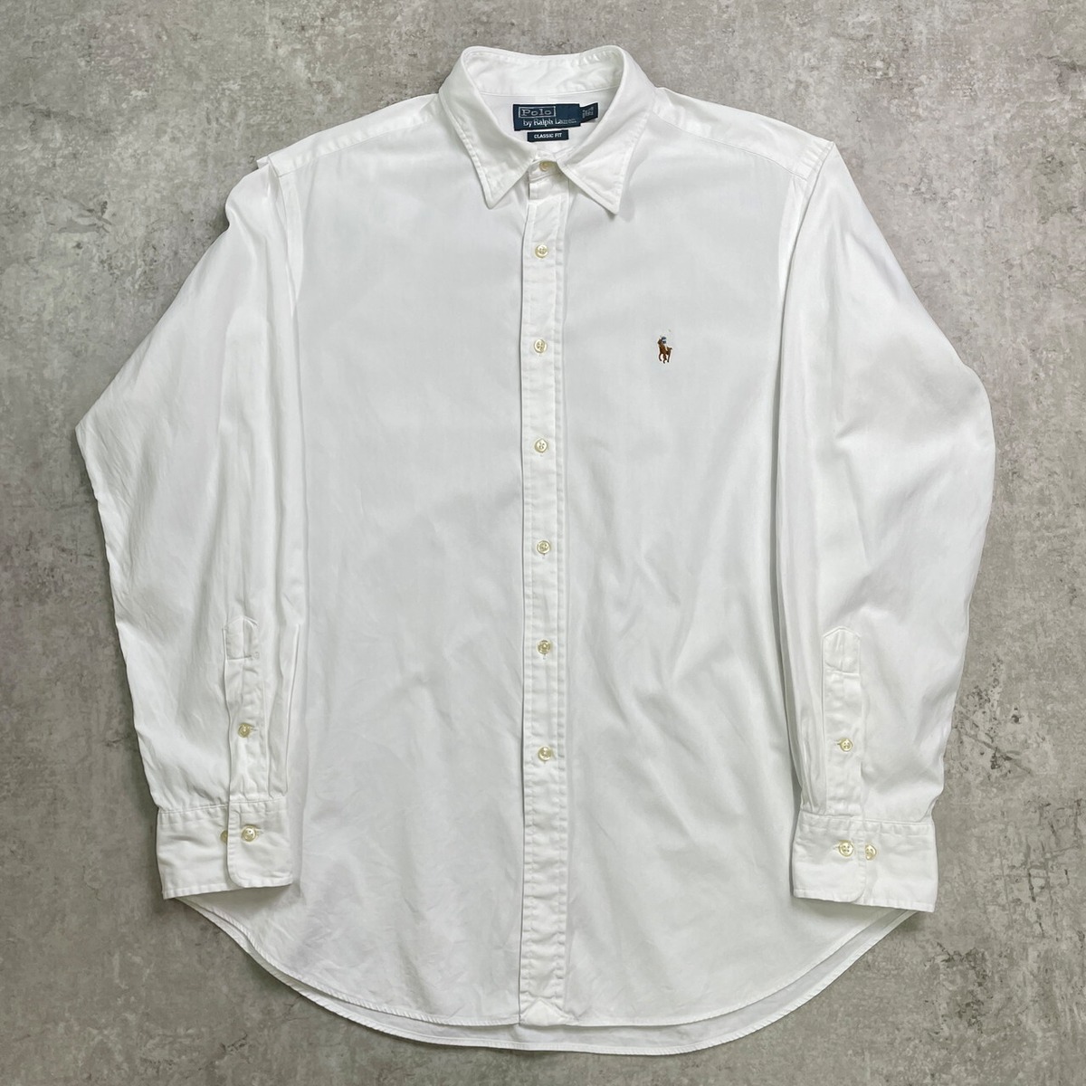 90年代 Polo by Ralph Lauren ポロバイラルフローレン CLASSIC FIT コットンシャツ メンズL 古着 90s ...