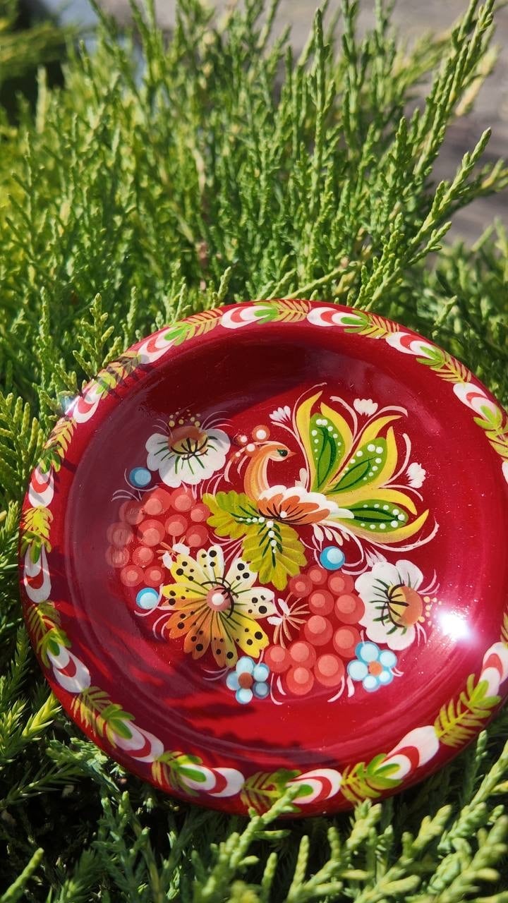 ペトリキウカ塗りのプレート（巨匠ホロベッツ作）40cm 製　手描き ペトリキウカ塗りのプレート（巨匠ホロベッツ作）40cm ウクライナ製