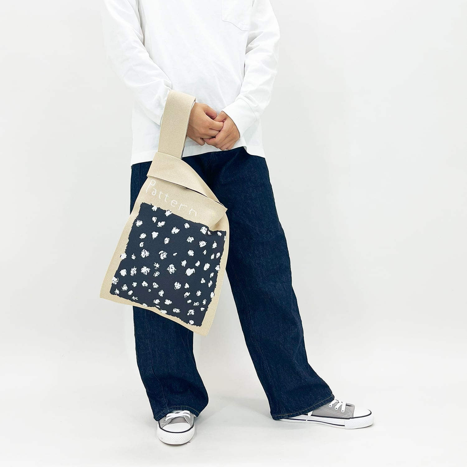 JIN KITAMURA】北村人 KNIT MARCHE BAG ダルメシアン ニットマルシェ