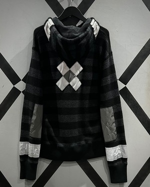 【X VINTAGE】“JUNYA WATANABE MAN” Reflector Docking Horizontal Stripe Knit Hoodie