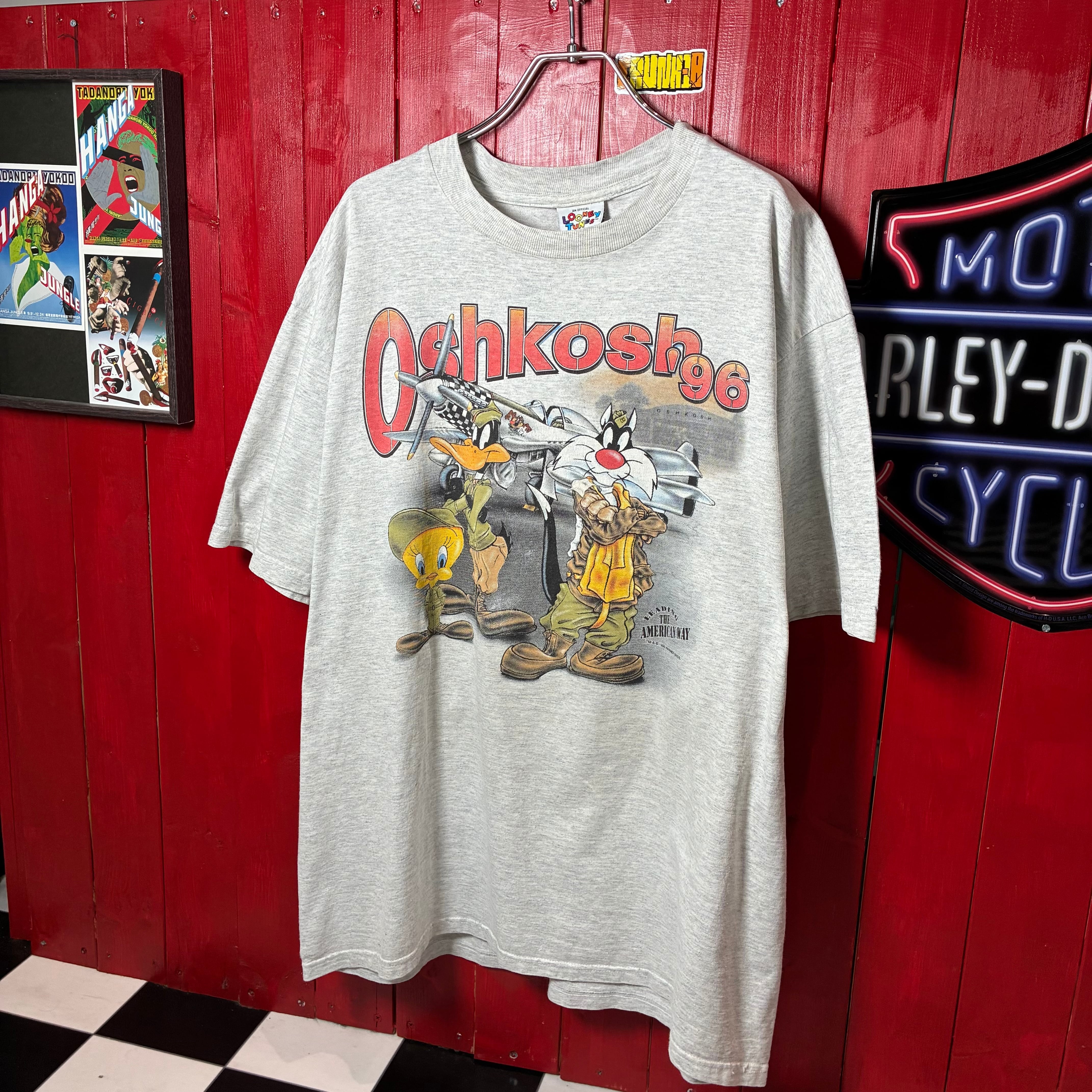90s USA製LOONEY TUNES キャラクターTシャツ グレー ルーニー
