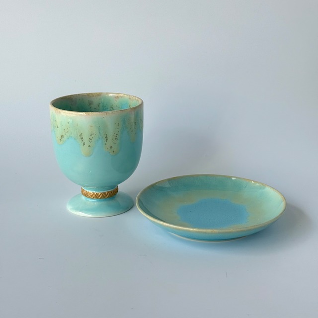 NAOKO HATA CERAMICS Melt series 4MARU plate - 湖