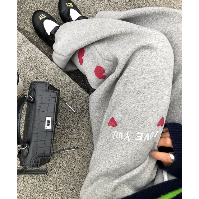ハートプリントスウェットウォームパンツ［S-L］