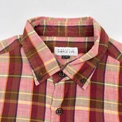 element of SIMPLE LIFE シンプルライフ リネン混 チェック柄 ボタンダウン BD 半袖シャツ Lサイズ /マルチ/メンズ/紳士/綿/麻