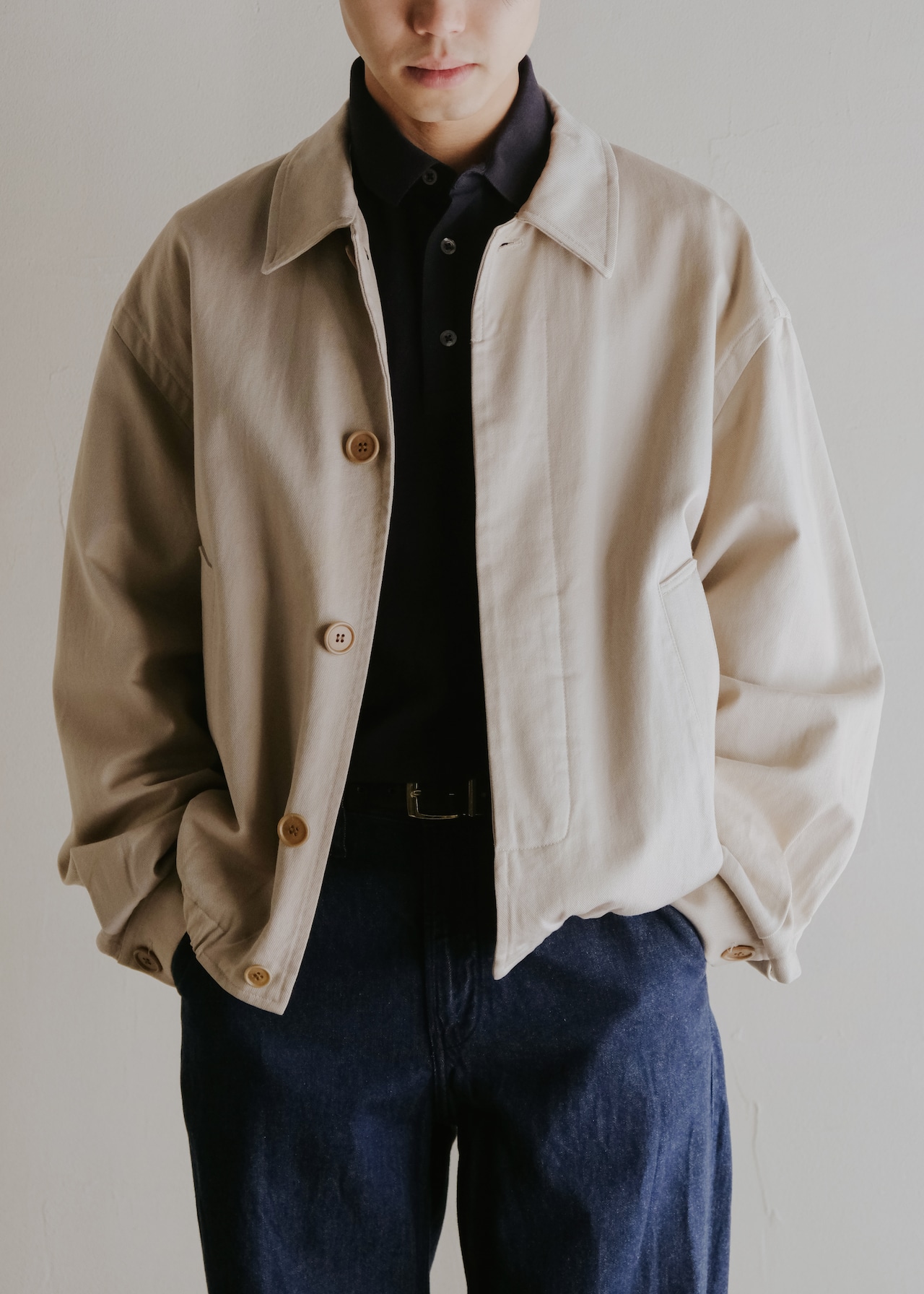10's- DRIES VAN NOTEN fly front cotton drizzler jacket