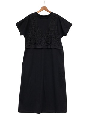 PANO-OP-105 ∫ OVER EMBROIDERY JERSEY DRESS_BLACK