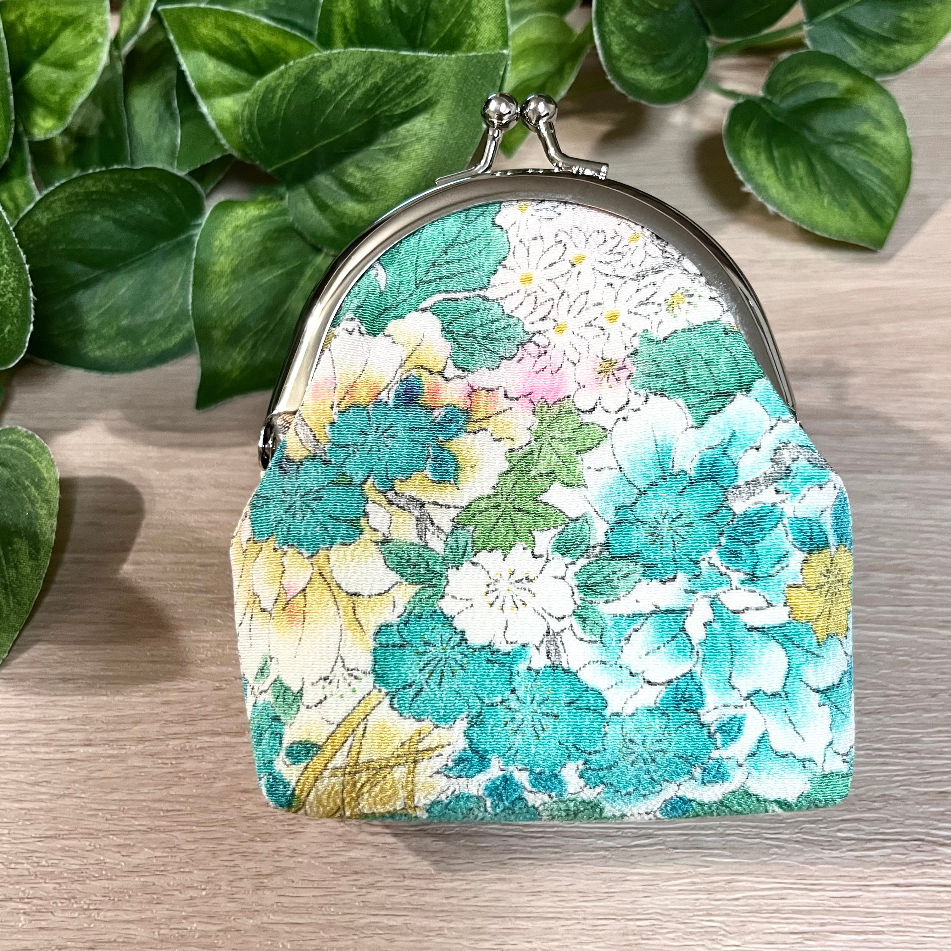 がま口 着物リメイク ハンドメイド 和雑貨 小物入れ 丸型金具 02 | 和