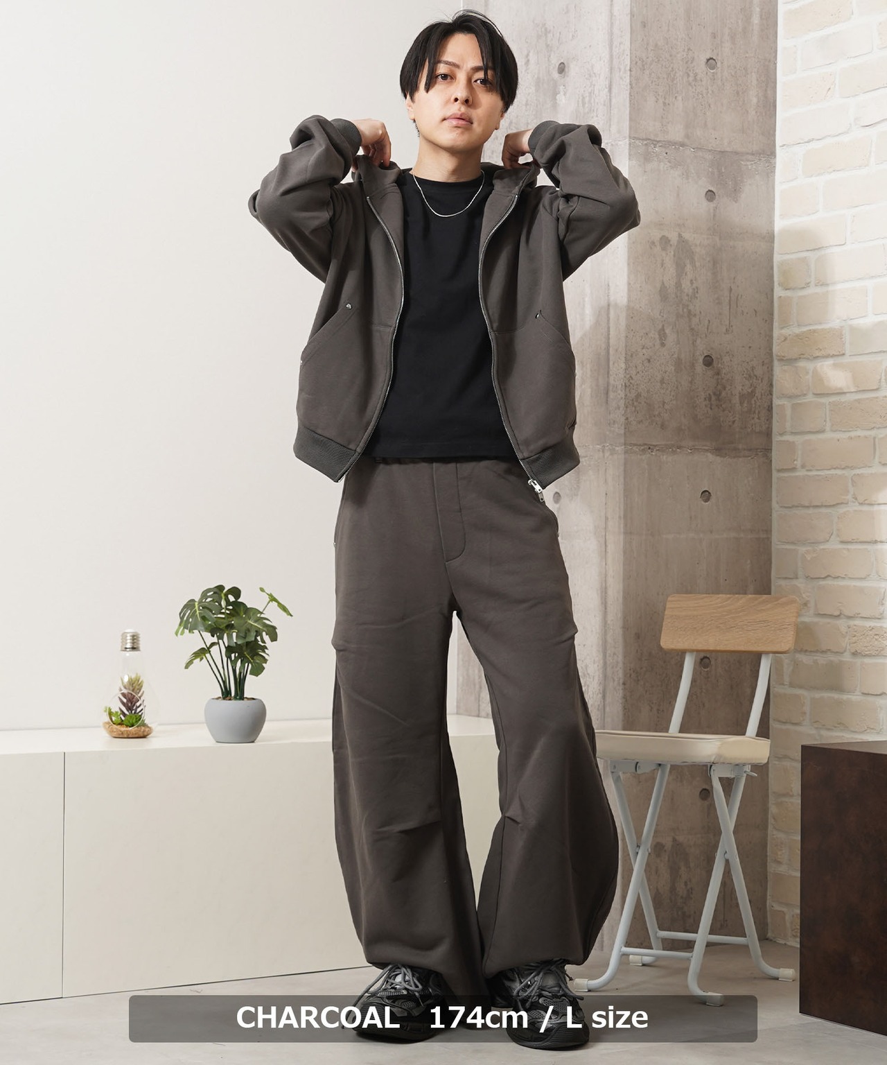 ◆【N.W.T】スタッズ バレルスウェットパンツ / セットアップ対応◆nt-26002