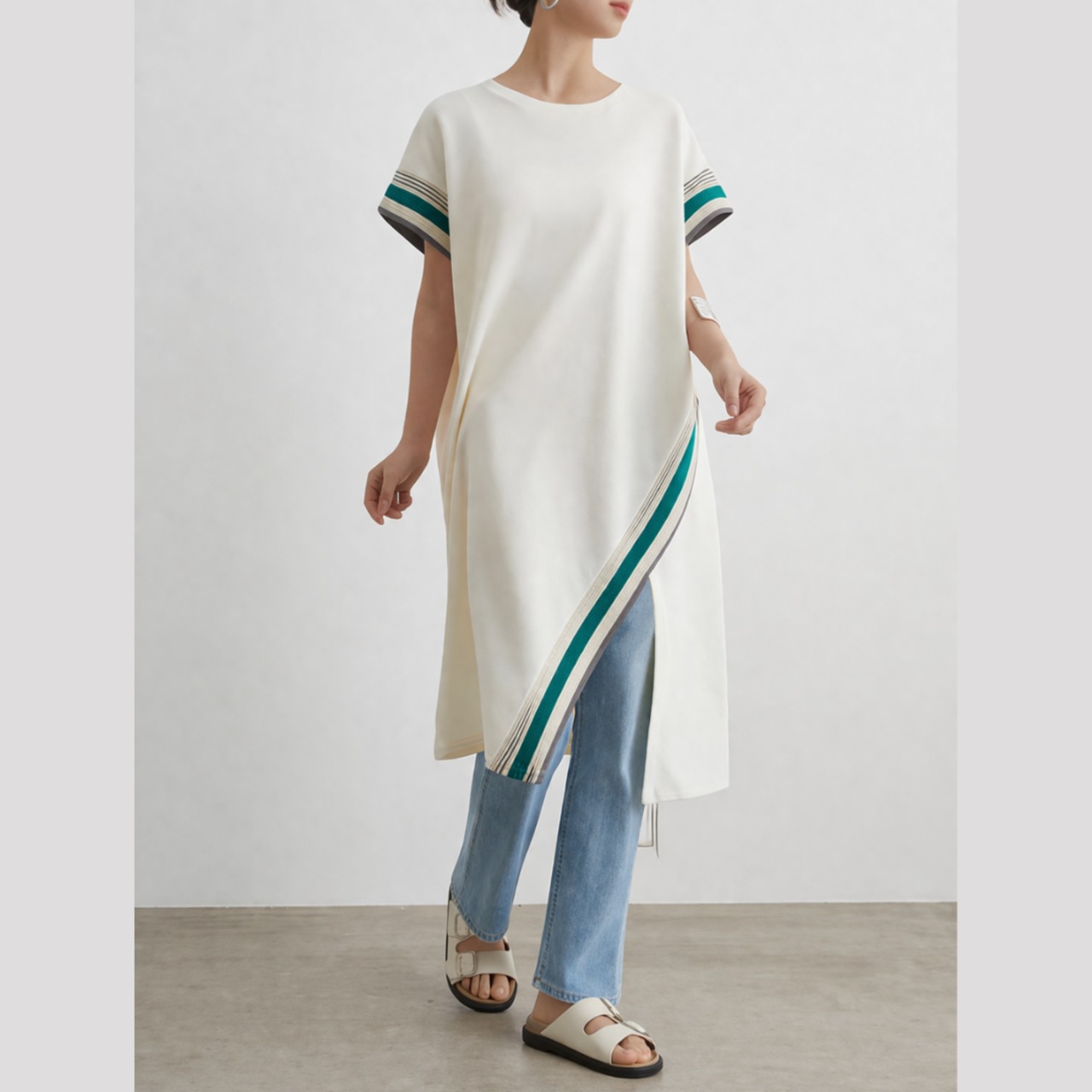 サイドライン バイカラー Ｔシャツワンピース 00188・画像7