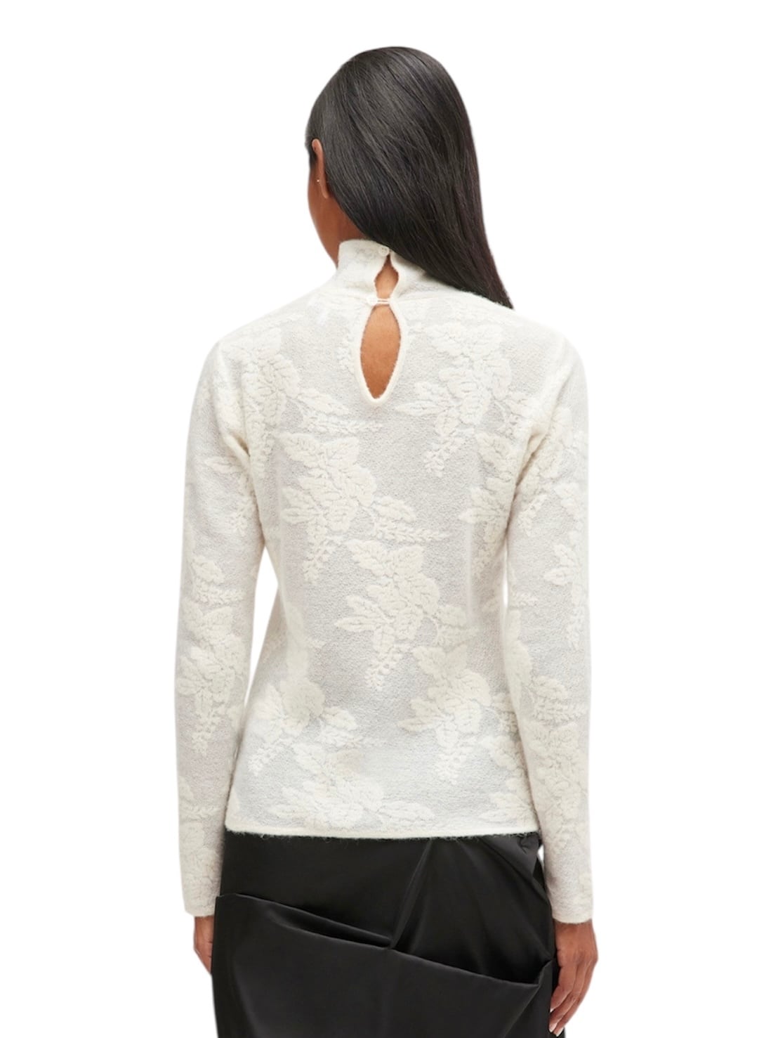 25AW】GANNI ガニー / SHEER FLOWER JACQUARD MOCKNECK / トップス