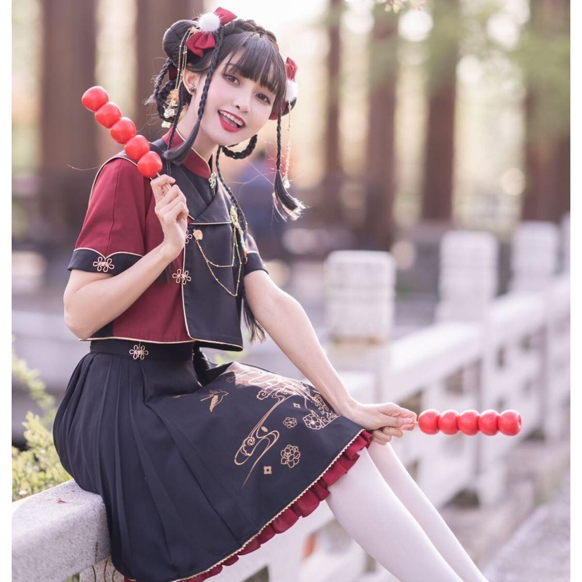 アシンメトリー配色バイカラーチャイナセットアップ | Maiden's Rêve