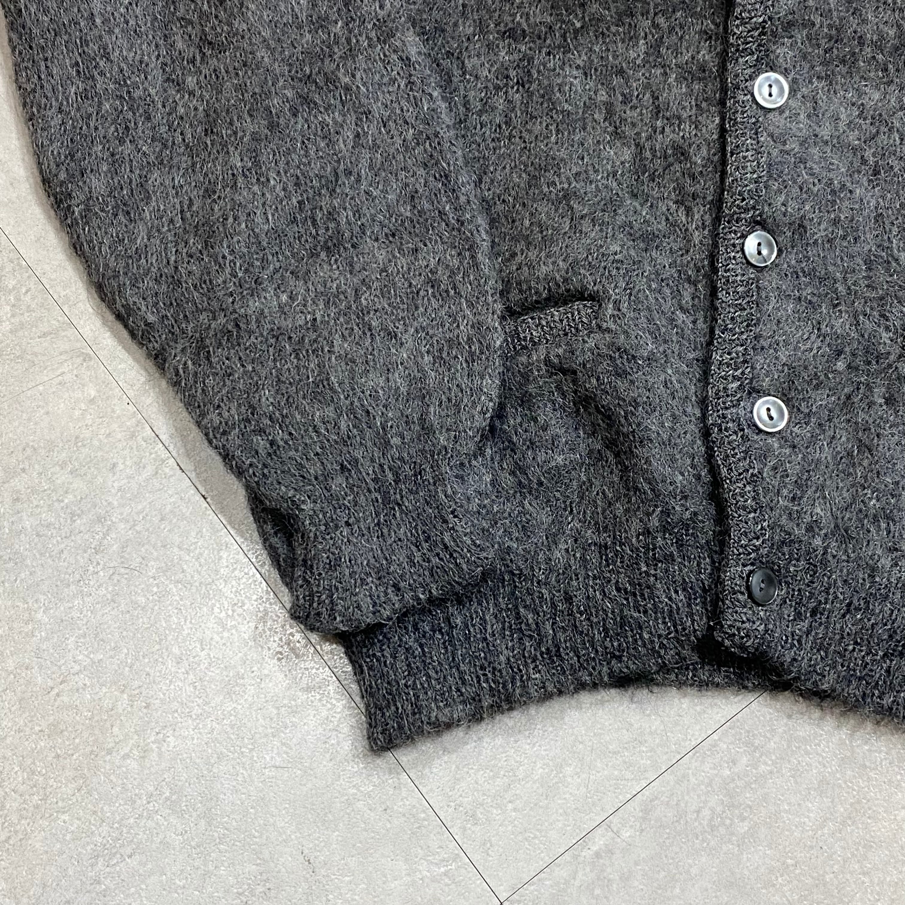 60年代〜 size:S【 NATIONAL SHIRT SHOPS 】モヘアカーディガン ウールカーディガン ポケット付き グレー 古着 古着屋 高円寺 ビンテージ