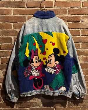 【Caka act3】“Mickey & Minnie” Pile Fabric Switching Custom Vintage Denim Jacket