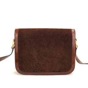 CELINE セリーヌ メダルモチーフ スエード×レザー ショルダーバッグ 