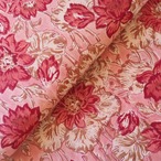 ブロックプリント生地【50cm単位】インド綿  花柄 ピンク×ベージュ×赤 #49211-PK1【再入荷】