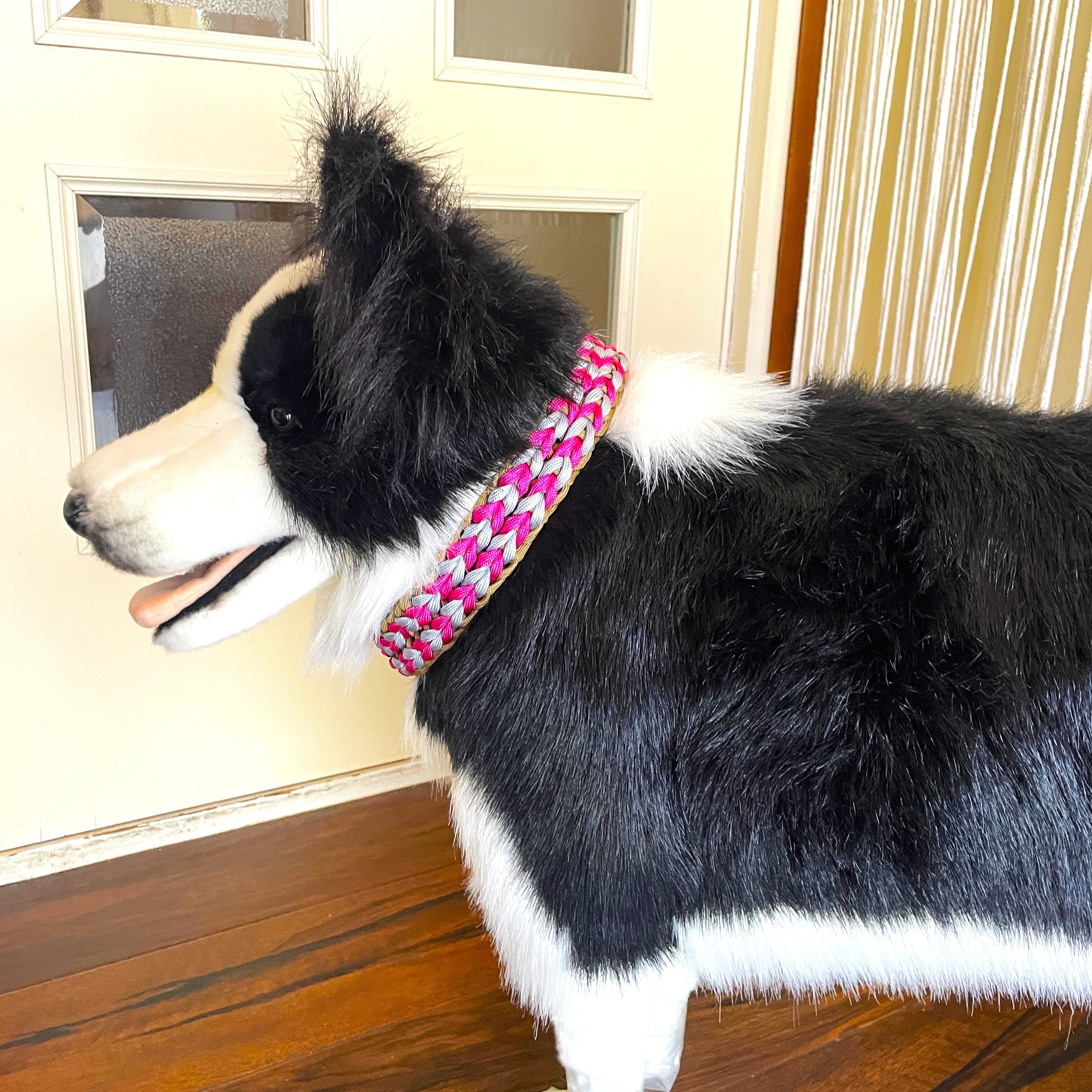 材料のみ]#356 パラコード編み犬首輪ダブルハート編み犬首輪 | 犬猫の