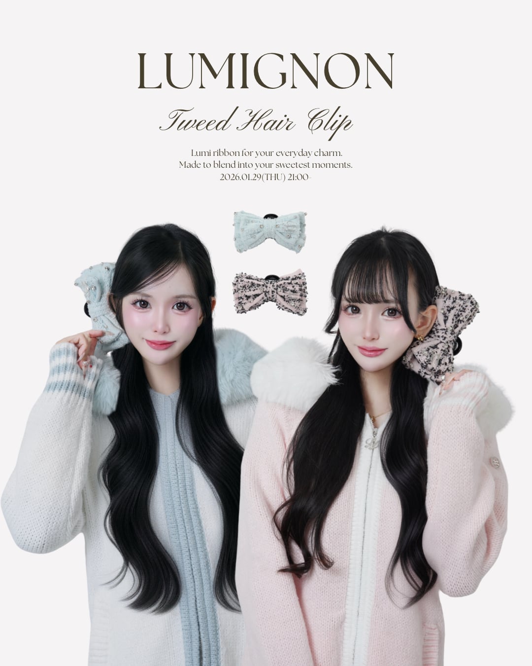 【早者勝ち】lumignon ルミニョン リボン ヘアクリップ ピンクブラック lumignon ルミニョン リボン ヘアクリップ ピンクブラック 早者勝ち
