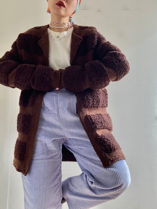 1970s Vintage Wavy Design Knit Jacket