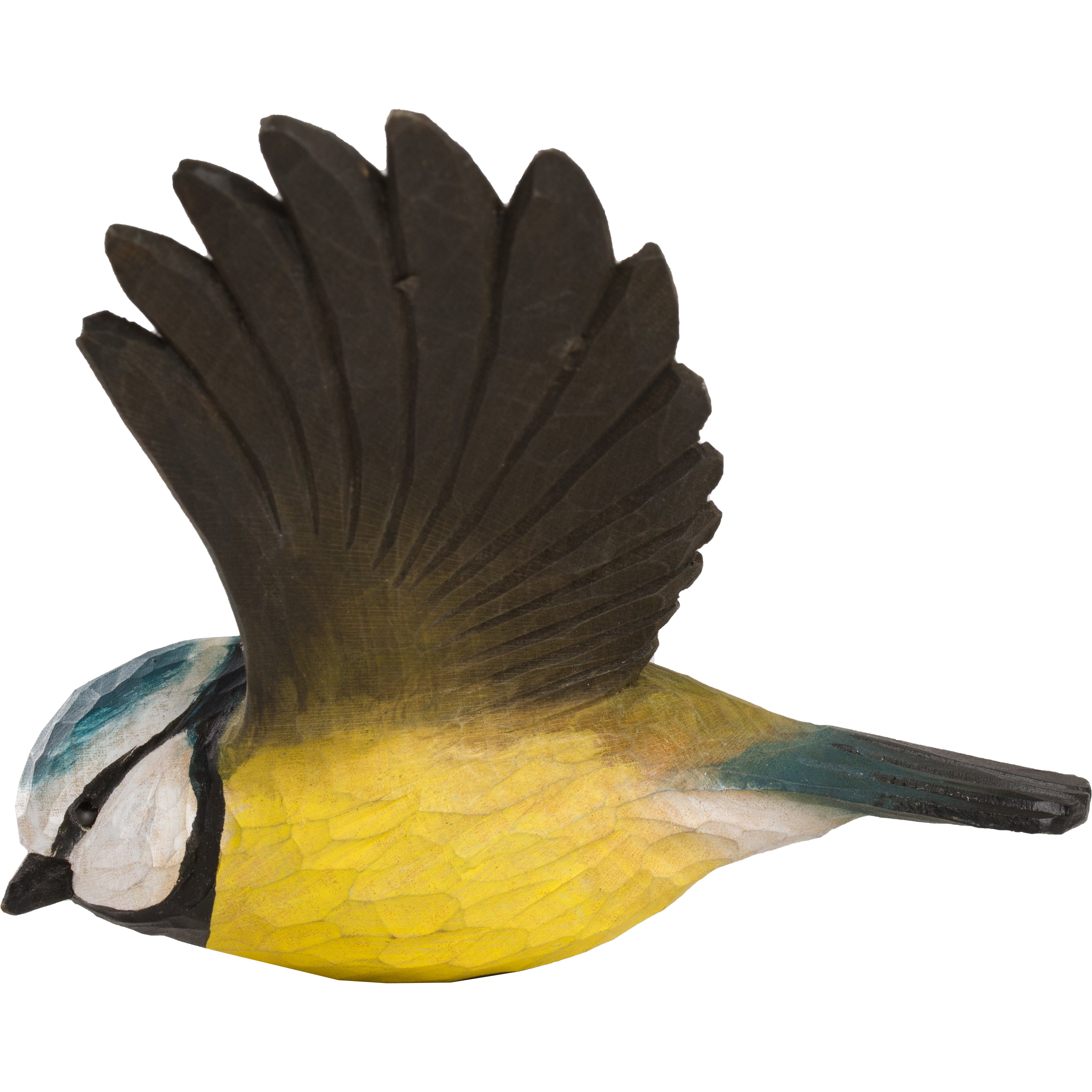 Wildlife Garden】DecoBird 本物の木彫りの小鳥 / 飛翔するアオガラ