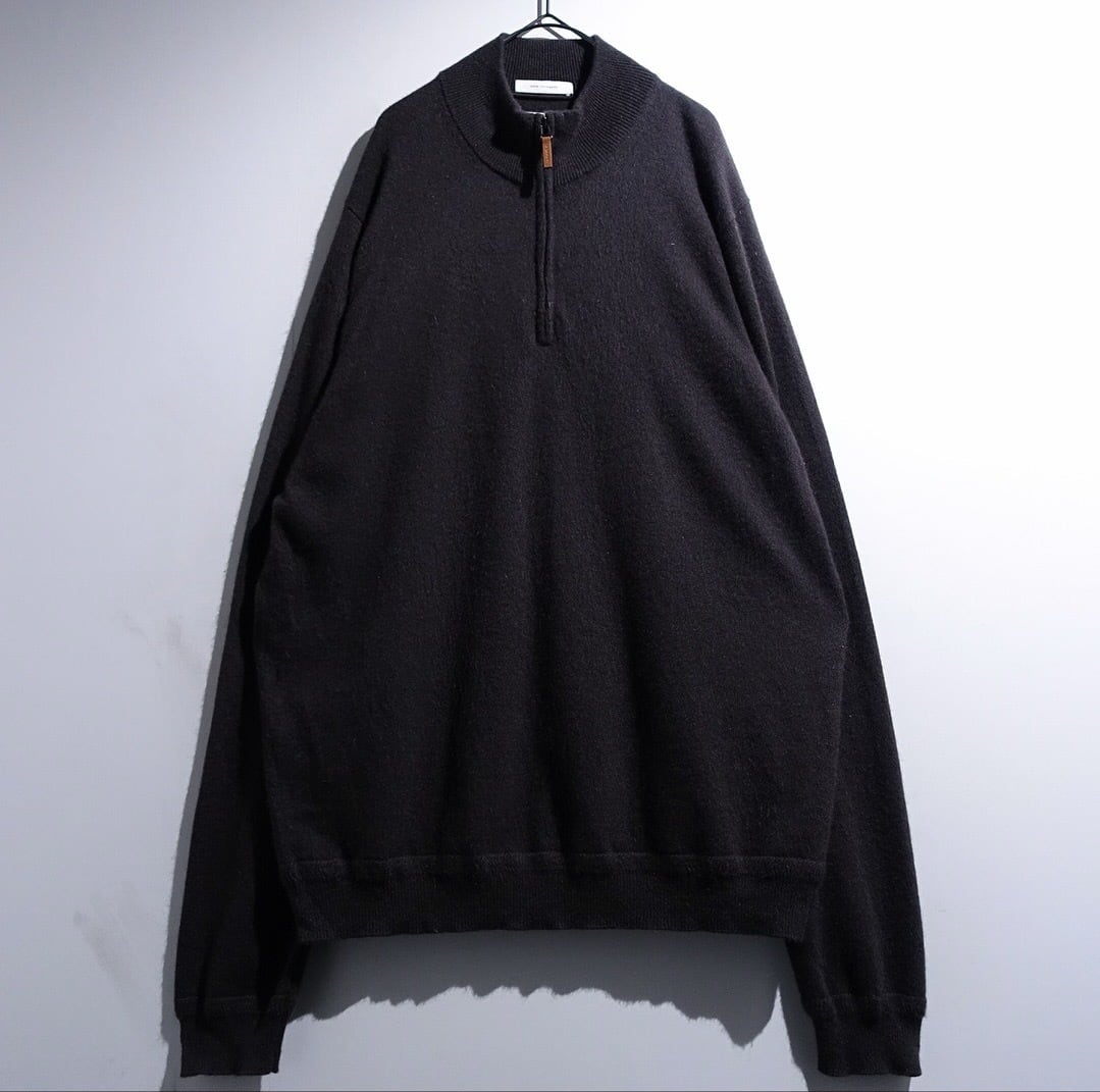 "John W. Nordstrom" Dark Brown Cashmere Half-Zip Knit