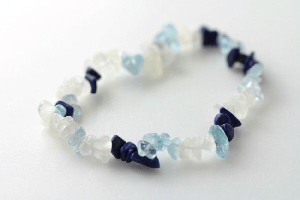 水晶・アクアマリン アンクレット 約20cm