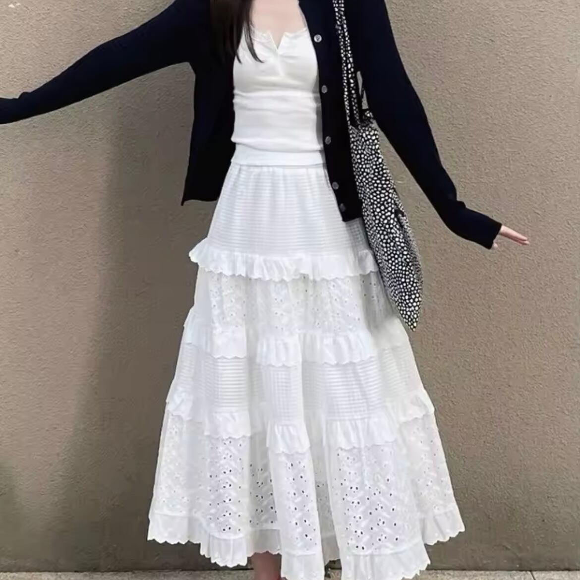 コットンレースケーキスカート