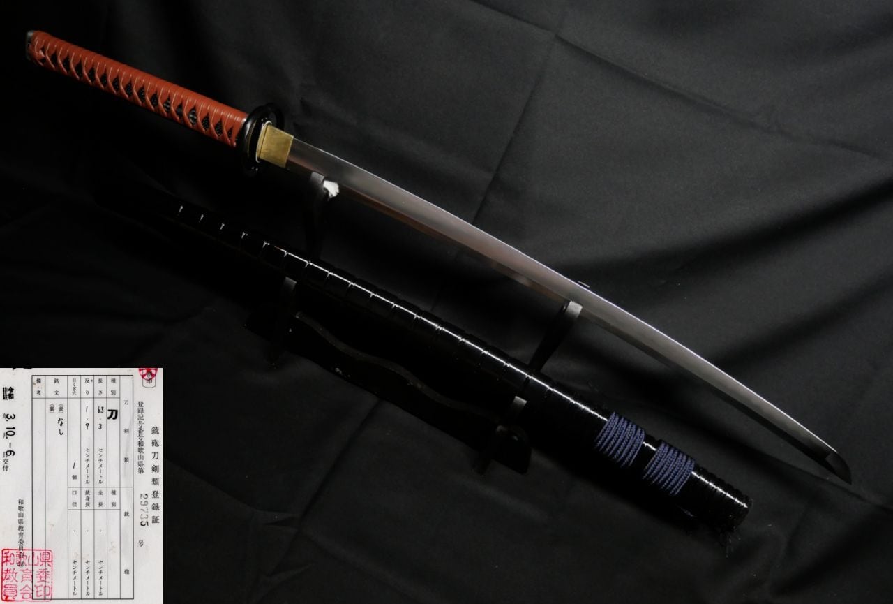 現代刀】段平形状の軍刀 63.3cm 約700g 元幅約3.3cm 元重約7mm 斬味