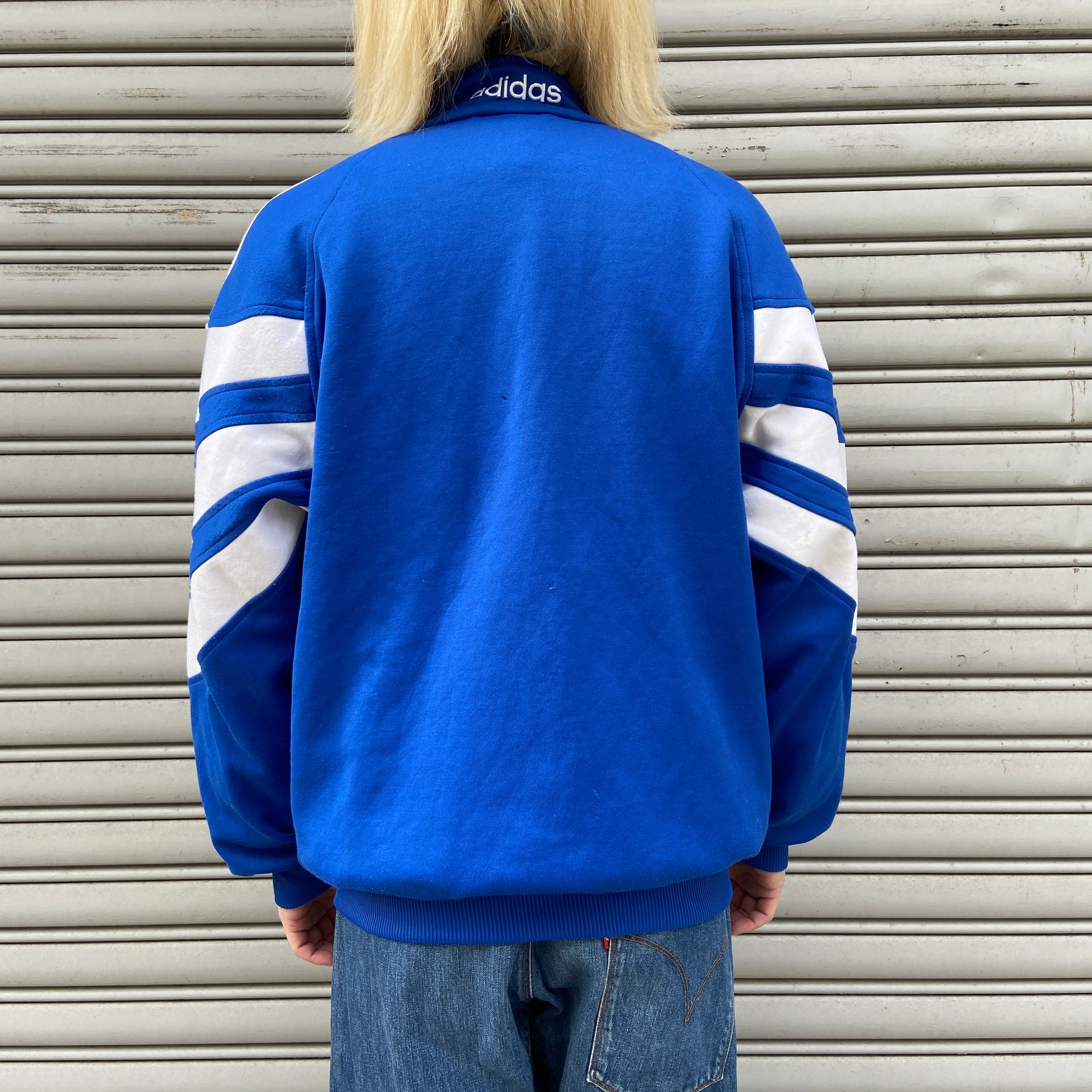 90s adidas トラックジャケット ジャージ M トレフォイル 青 | 古着屋 Uan